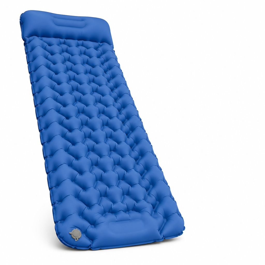 Foldable Lightweight Inflatable Camping Mattress with Integrated Pillow (180 cm)