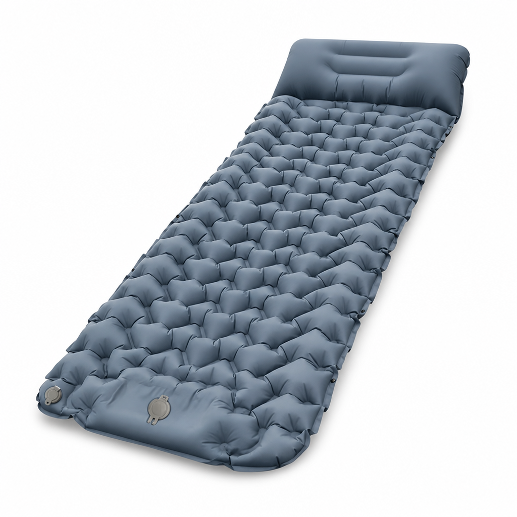 Foldable Lightweight Inflatable Camping Mattress with Integrated Pillow (180 cm)