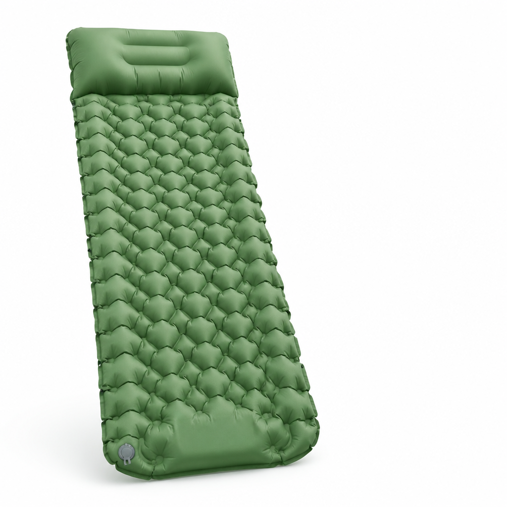 Foldable Lightweight Inflatable Camping Mattress with Integrated Pillow (180 cm)