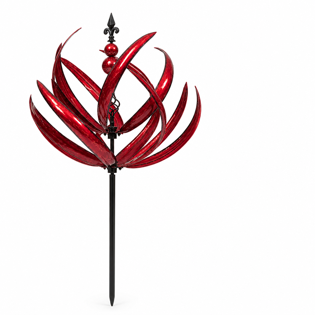 Garden Stake Weather Vane Flower Spinner Weatherproof Metal