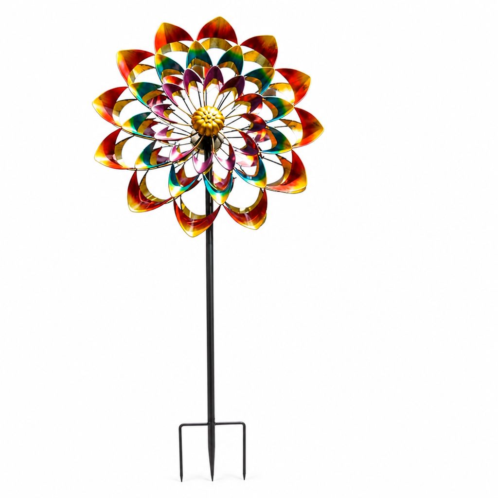 Garden Wind Spinner Rotating Weatherproof Metal & Ground Spike