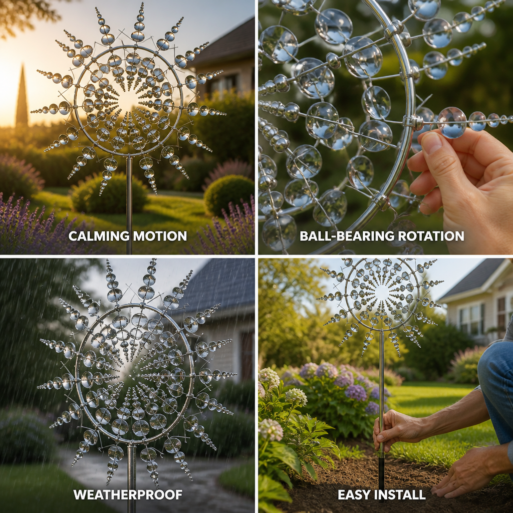 Garden Wind Spinner Weatherproof Metal Ball-Bearing Rotation