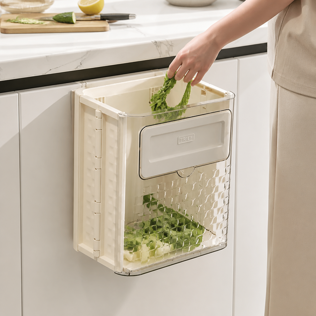 Hanging Trash Can Foldable Space-Saving Tool-Free Installation
