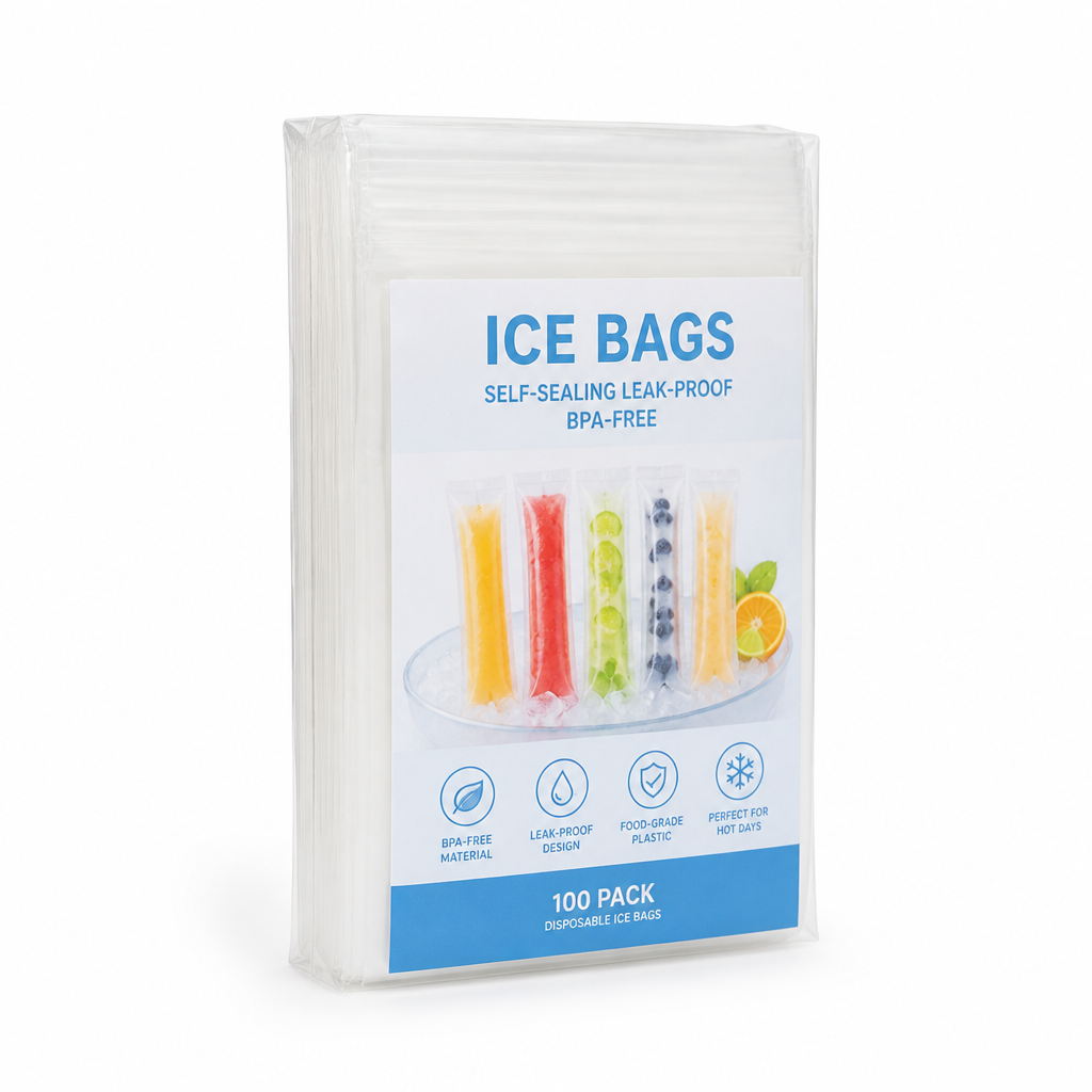 Ice Bags Self-Sealing Leak-Proof BPA-Free 100 Pack