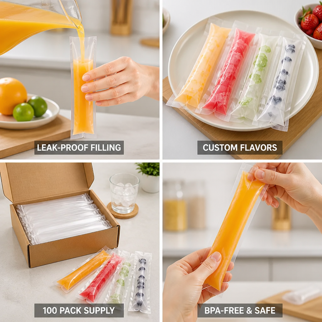 Ice Bags Self-Sealing Leak-Proof BPA-Free 100 Pack