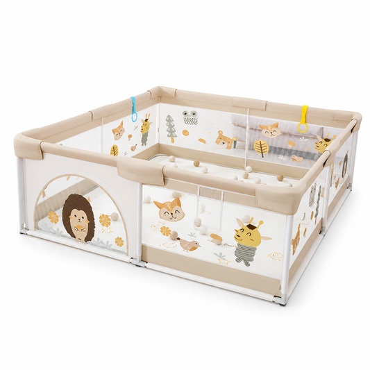 Interactive Baby Animal-Print Play Box (Attachment Rings)