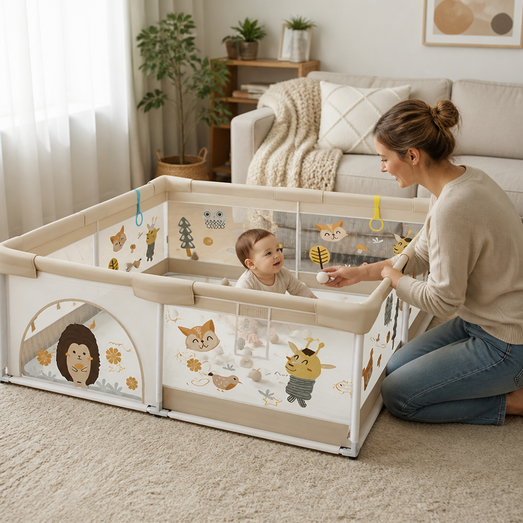 Interactive Baby Animal-Print Play Box (Attachment Rings)
