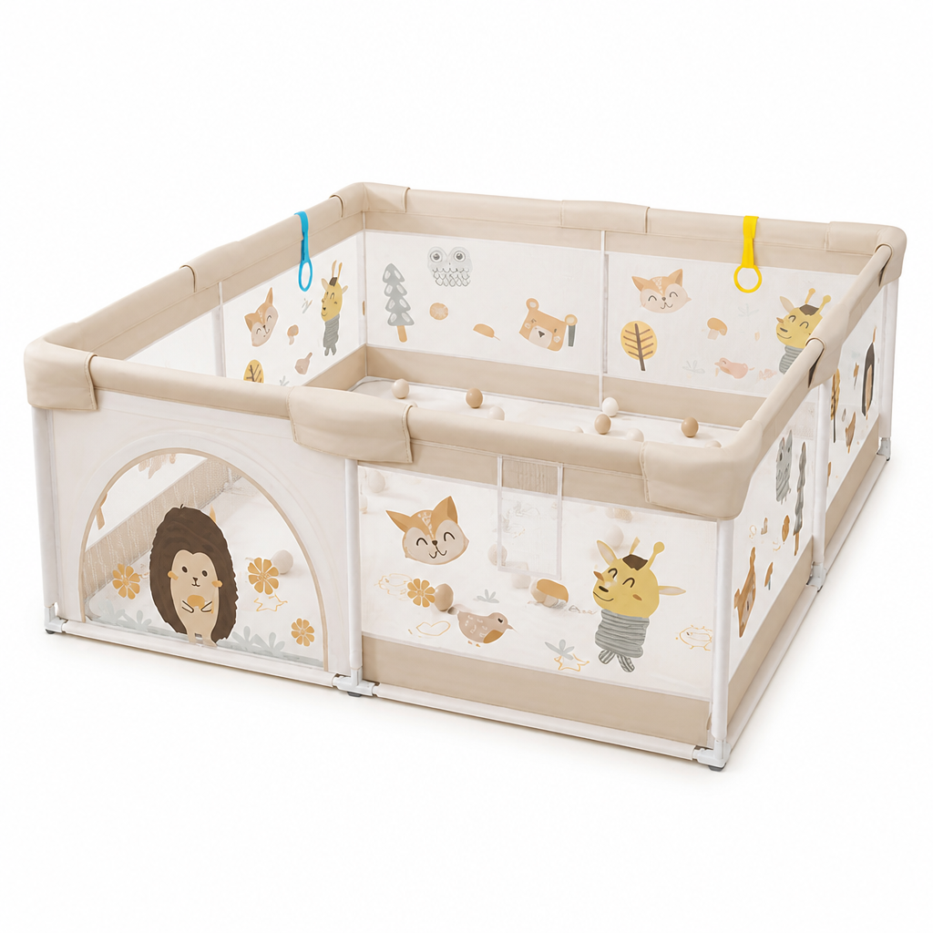 Interactive Baby Animal-Print Play Box (Attachment Rings)