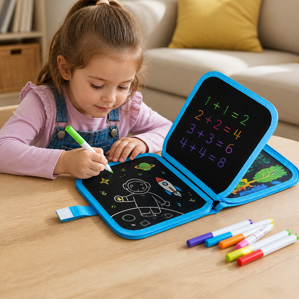 Kids Drawing Book Reusable Wipeable With 12 Pens
