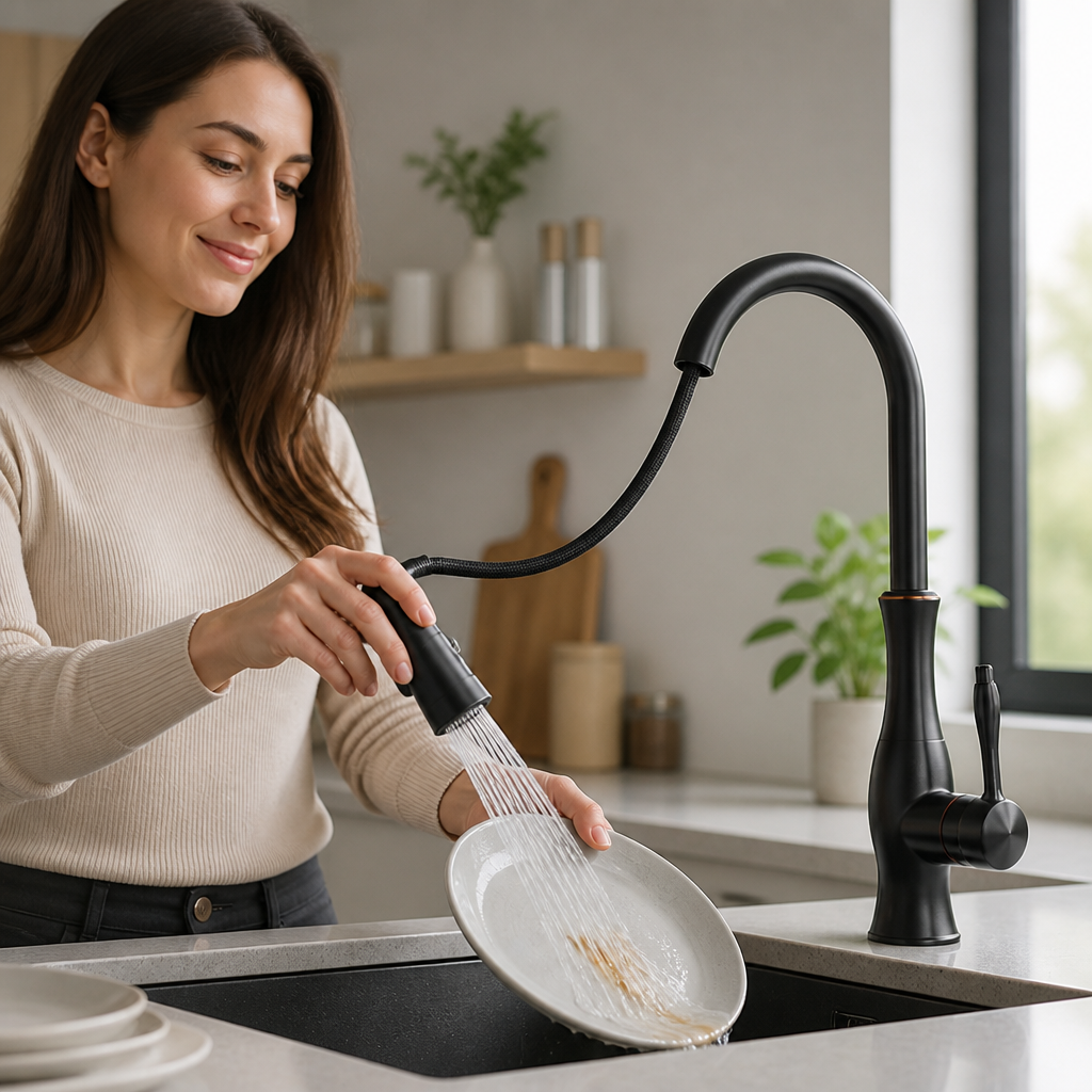 Kitchen Faucet Pull-Out Spray Single-Lever Mixer Stainless Steel