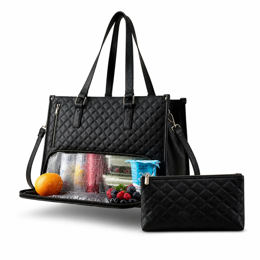 Lunch & Laptop Bag Insulated Compartment Water-Repellent Polyester