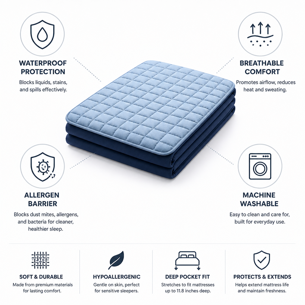 Mattress Protector Breathable & Waterproof Allergen Barrier