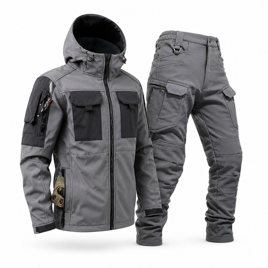 Men's Waterproof Windproof Cargo Set (Adjustable Hood, Cargo Pockets)