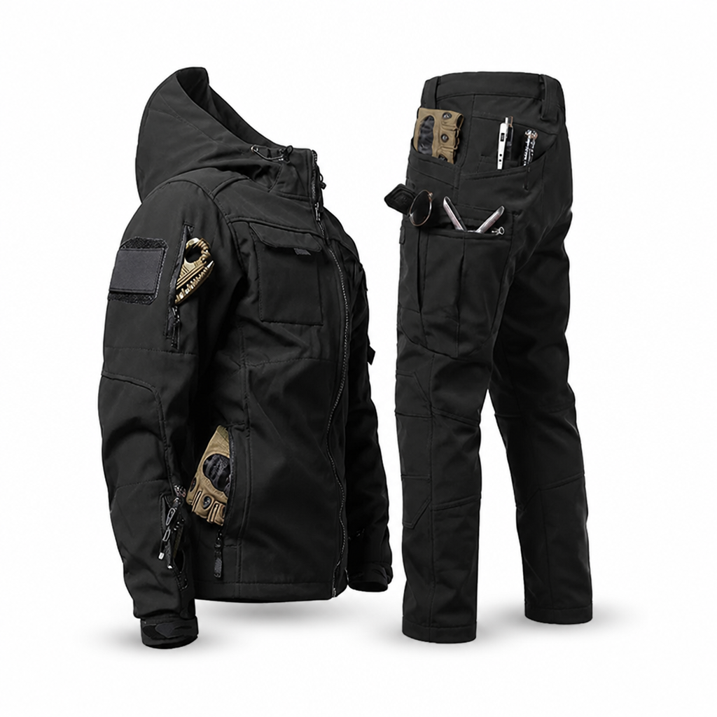Men's Waterproof Windproof Cargo Set (Adjustable Hood, Cargo Pockets)