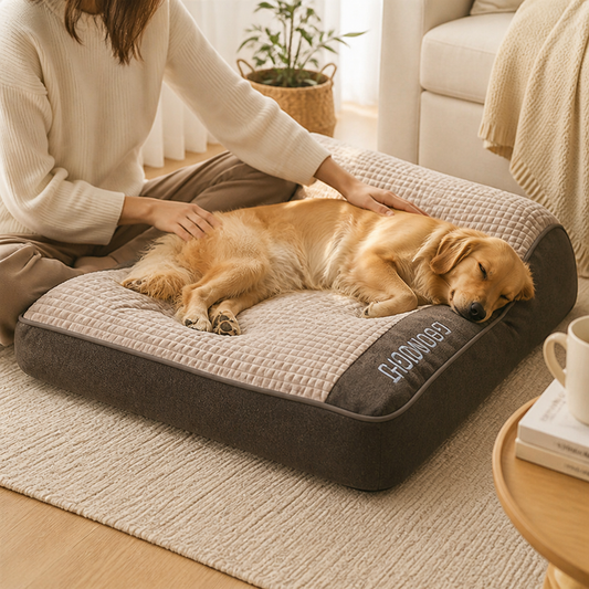 Orthopedic Dog Bed With Raised Bolster (Crystal Velour)