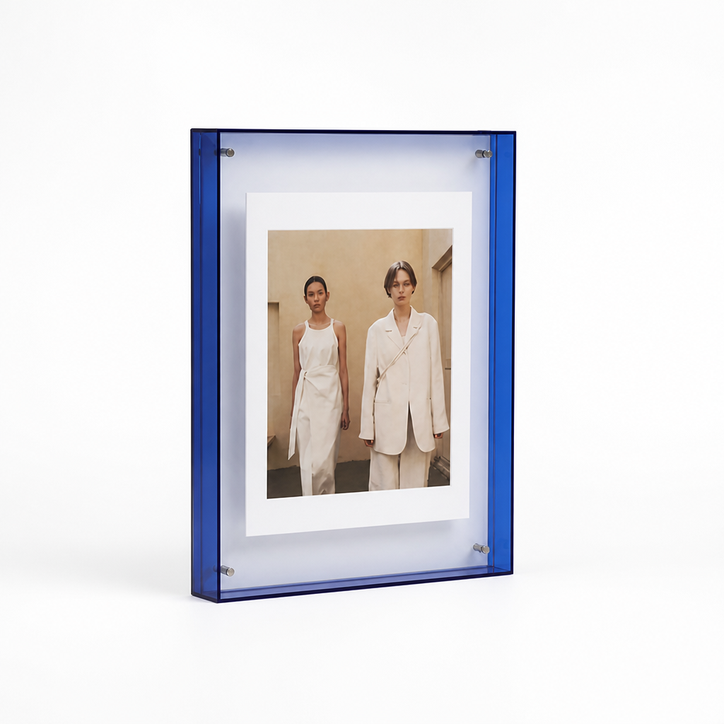 Picture Frame Freestanding Acrylic Block Colored Edge