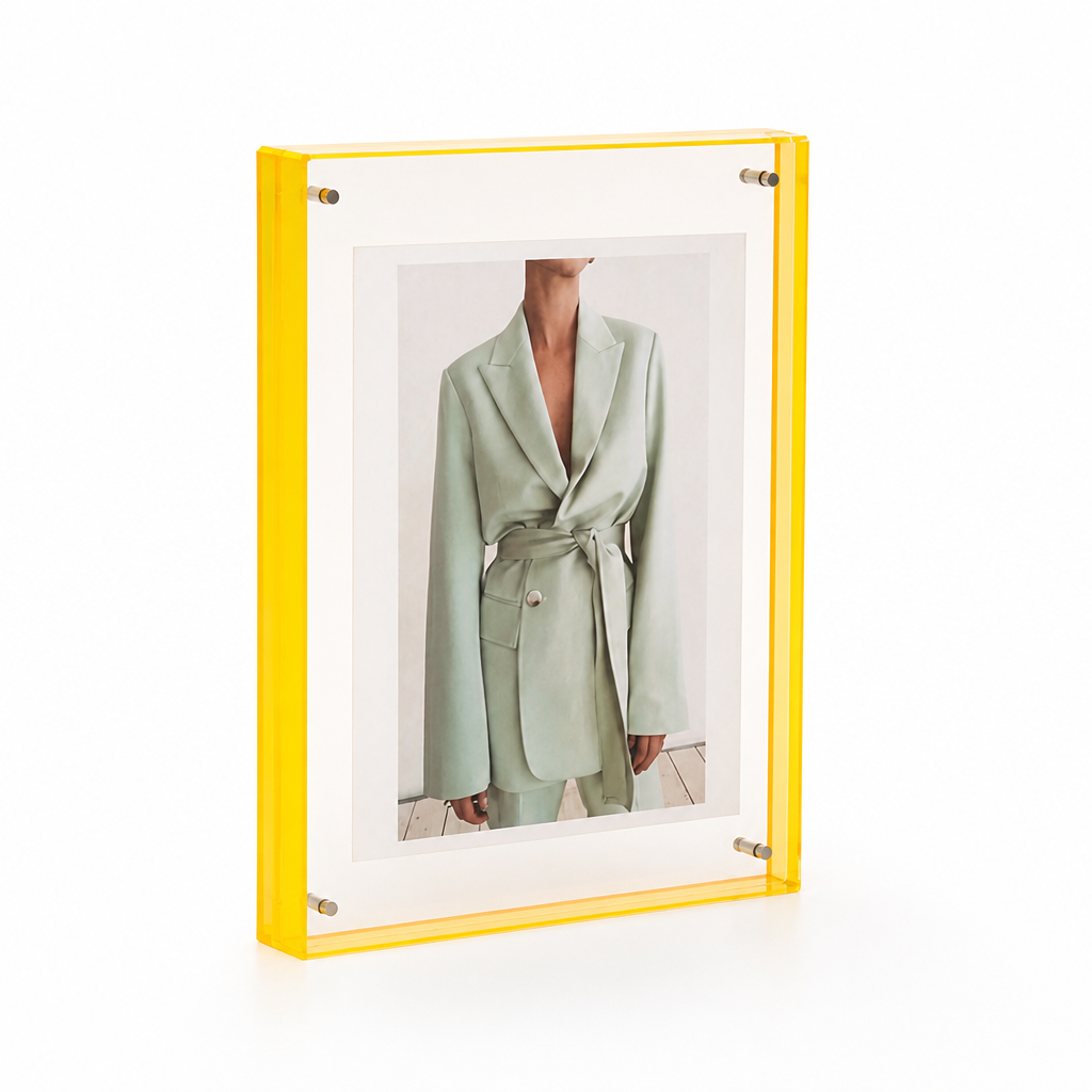 Picture Frame Freestanding Acrylic Block Colored Edge
