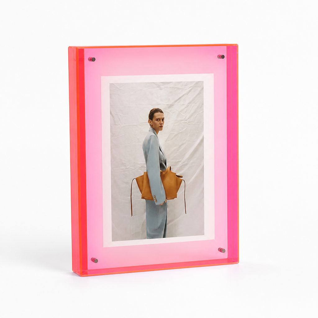Picture Frame Freestanding Acrylic Block Colored Edge