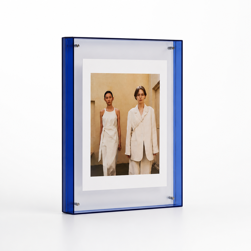 Picture Frame Freestanding Acrylic Block Colored Edge