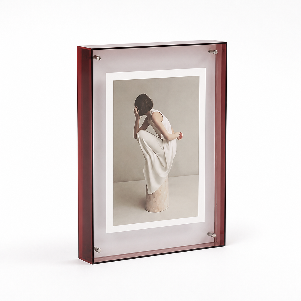 Picture Frame Freestanding Acrylic Block Colored Edge