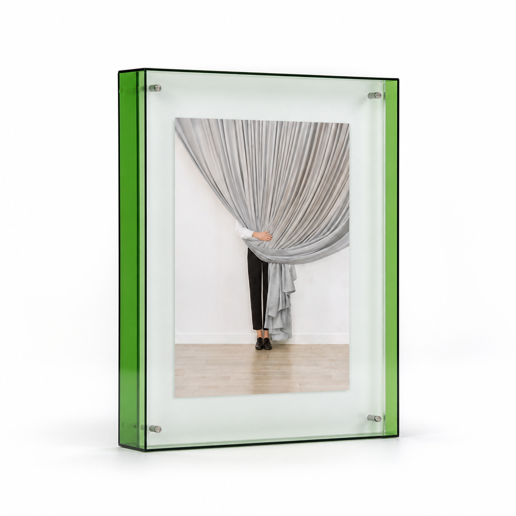 Picture Frame Freestanding Acrylic Block Colored Edge