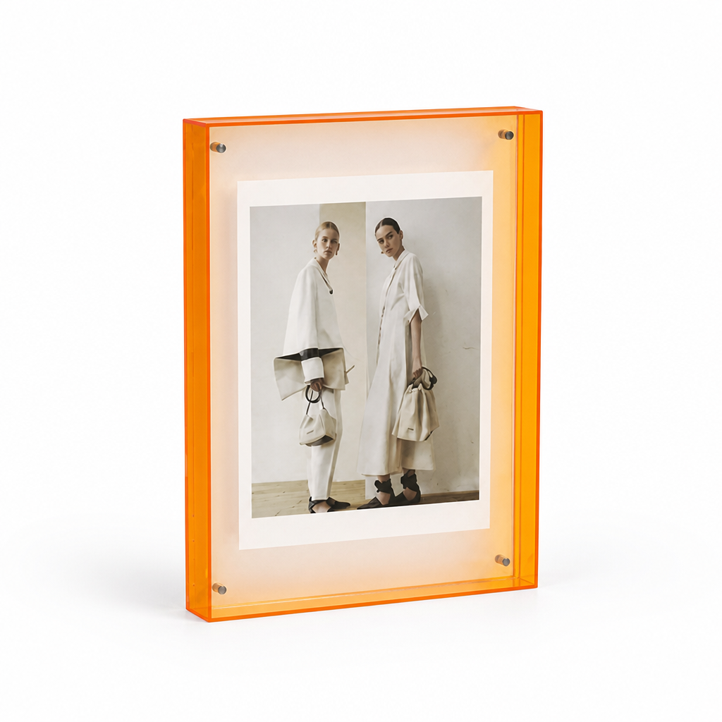 Picture Frame Freestanding Acrylic Block Colored Edge