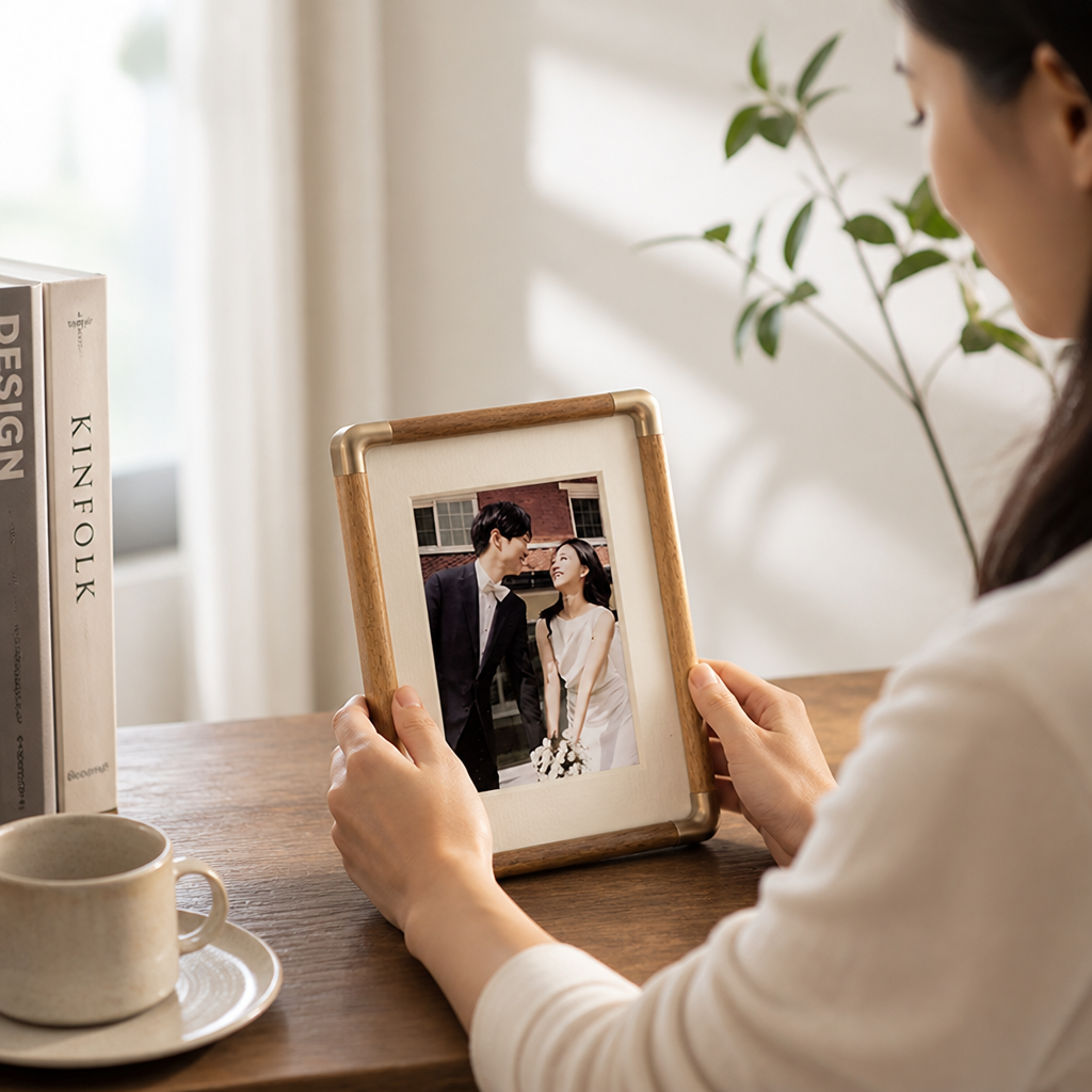 Picture Frame Sturdy Stand Rounded Corners & Metal Accents