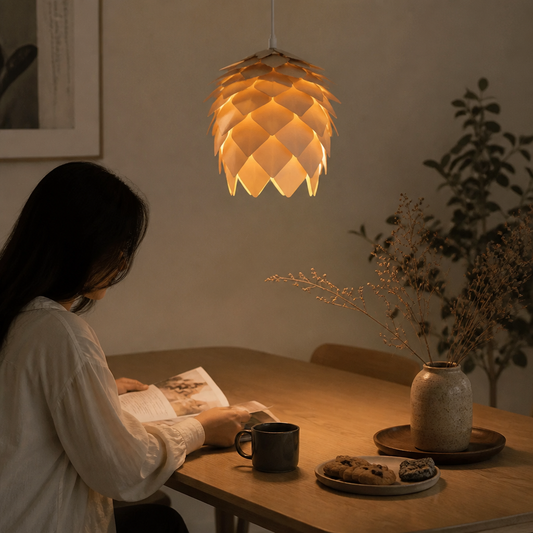 Pinecone Design Wood Shade Pendant Lamp
