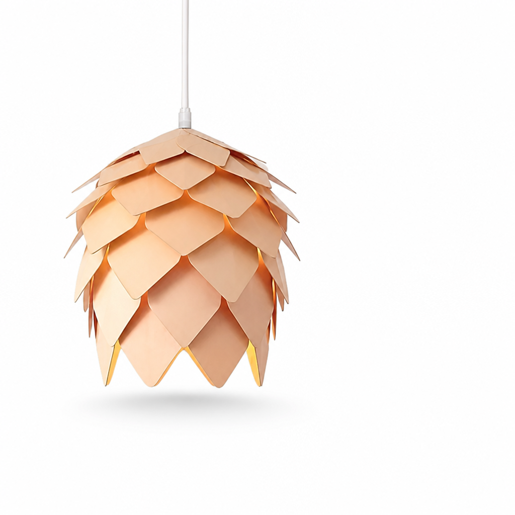 Pinecone Design Wood Shade Pendant Lamp