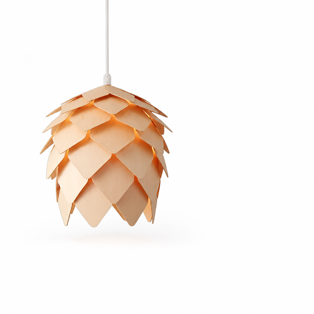 Pinecone Design Wood Shade Pendant Lamp