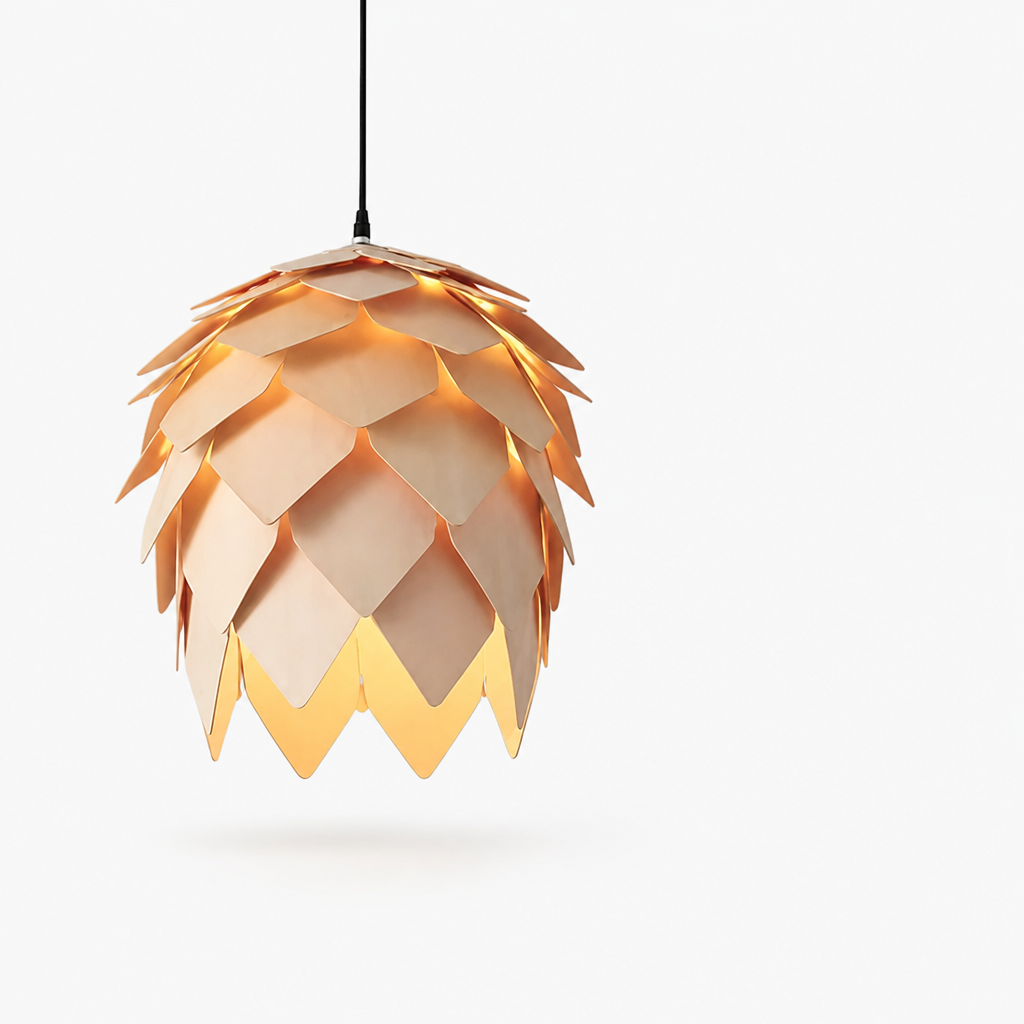 Pinecone Design Wood Shade Pendant Lamp