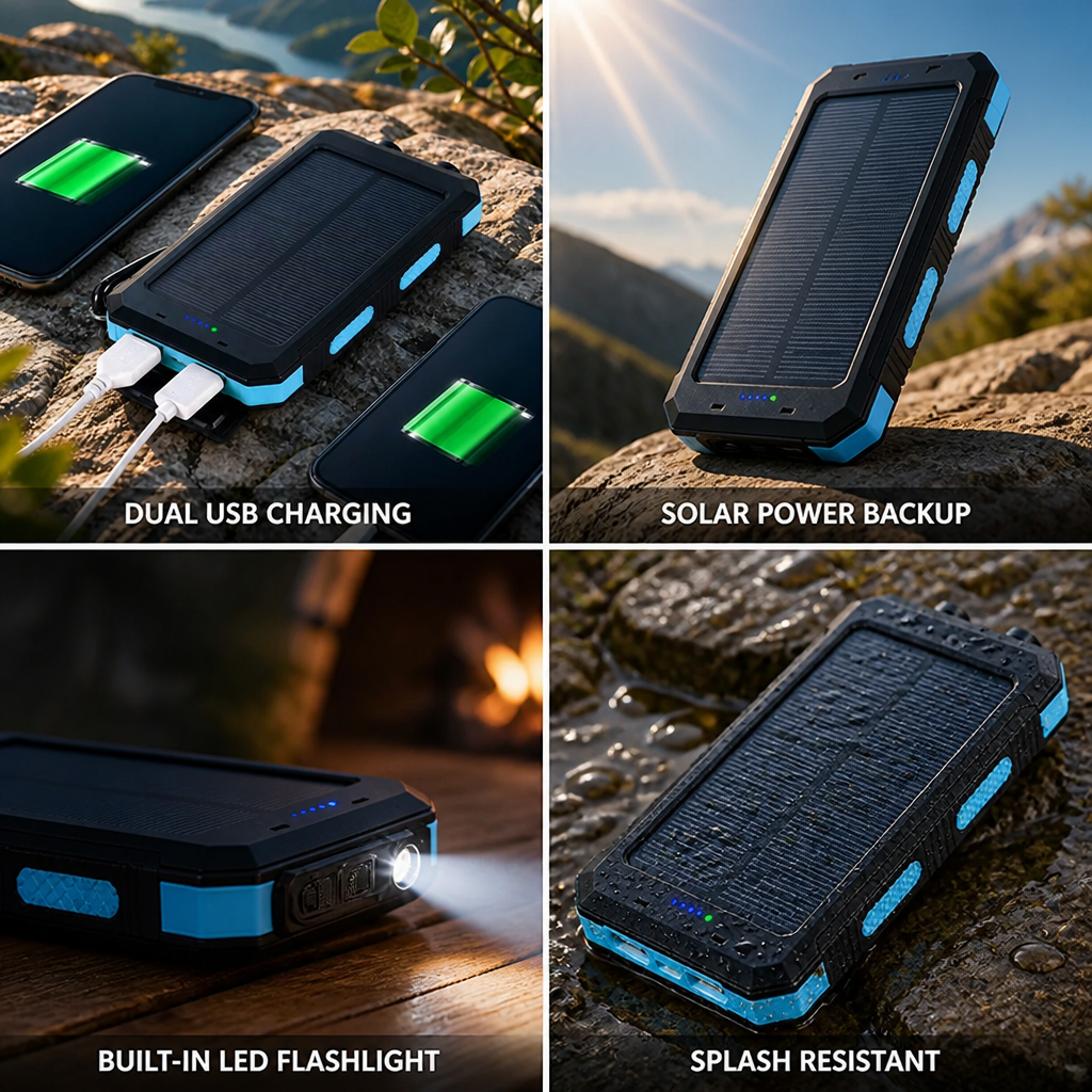 Power Bank 20000mAh Dual USB & Solar Charging