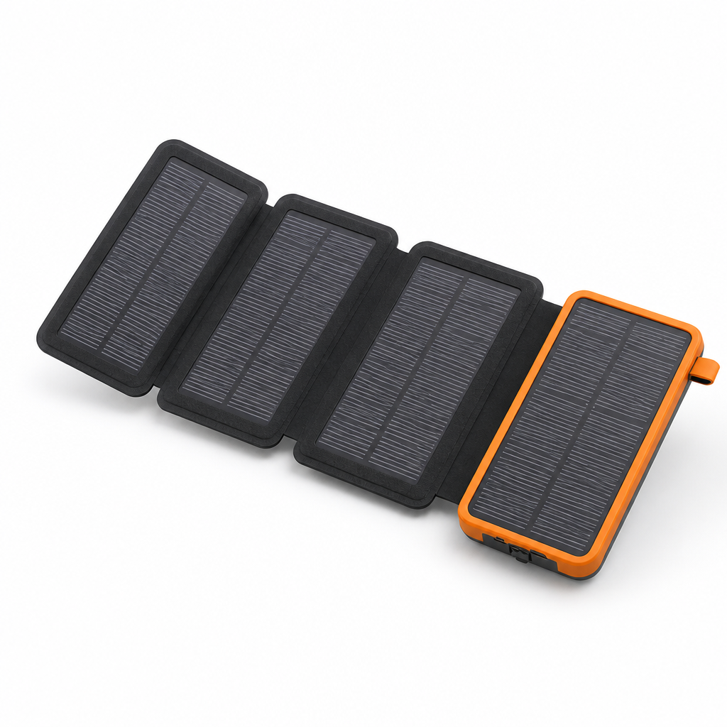 Power Bank Solar High Capacity USB-C & LED Flashlight