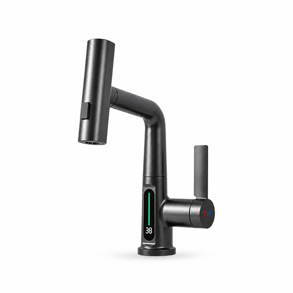 Pull-Out Faucet Pressure-Powered LED Display & 5 Spray Modes