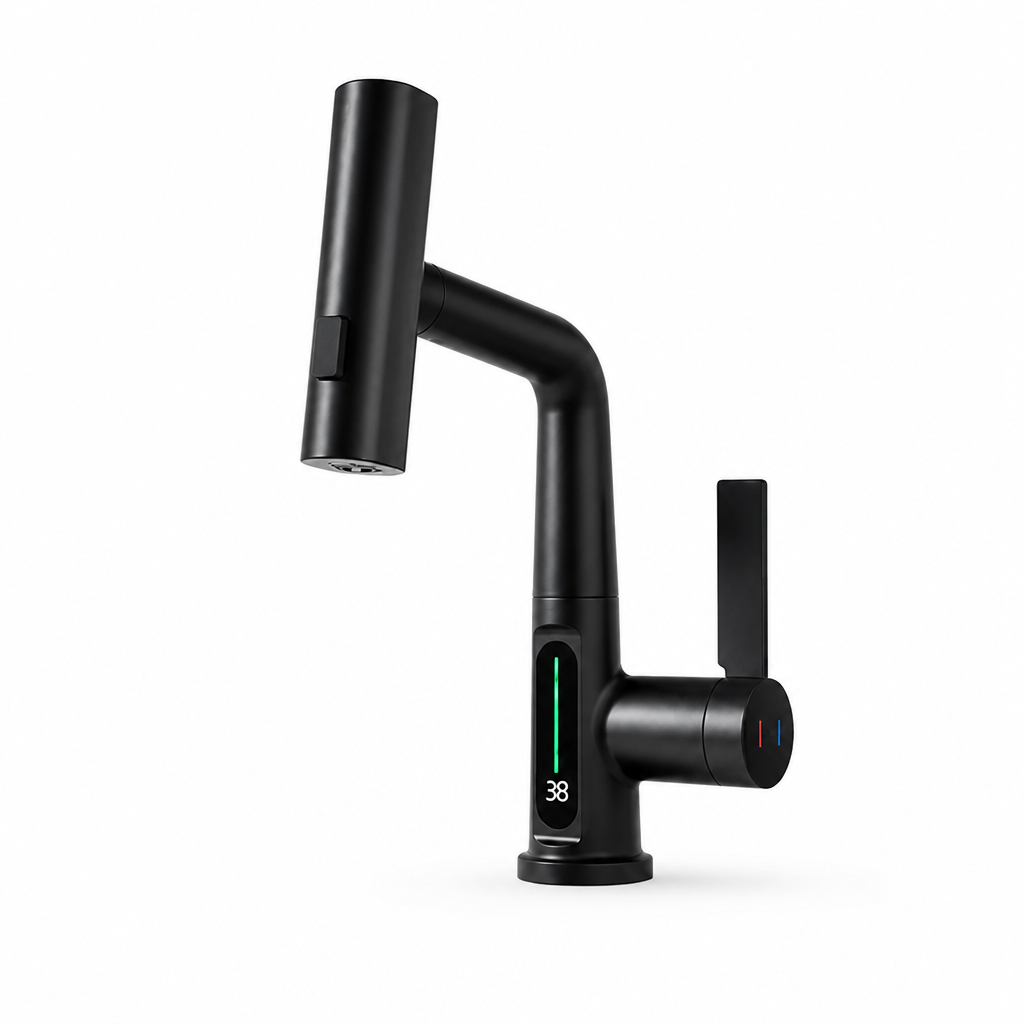 Pull-Out Faucet Pressure-Powered LED Display & 5 Spray Modes