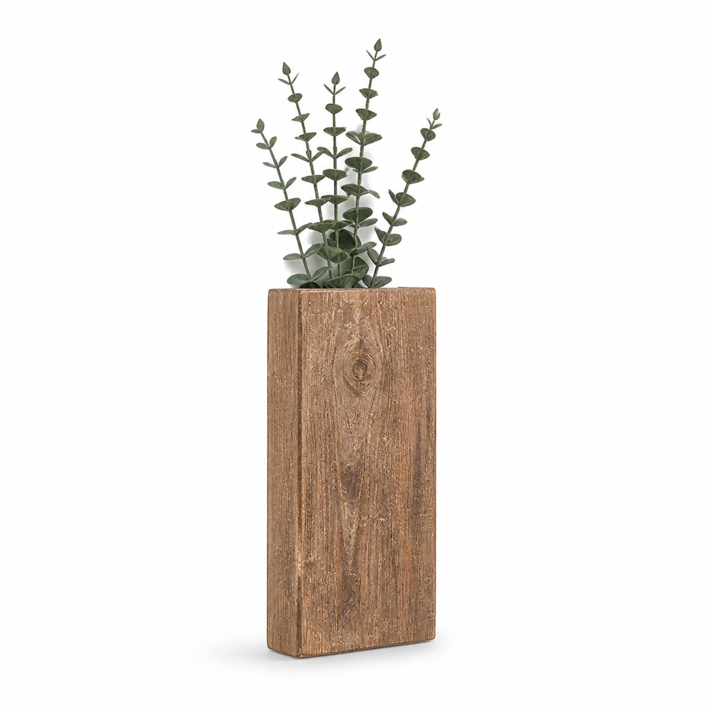 Rustic Weathered Wood Wall Vase (25-Cm)