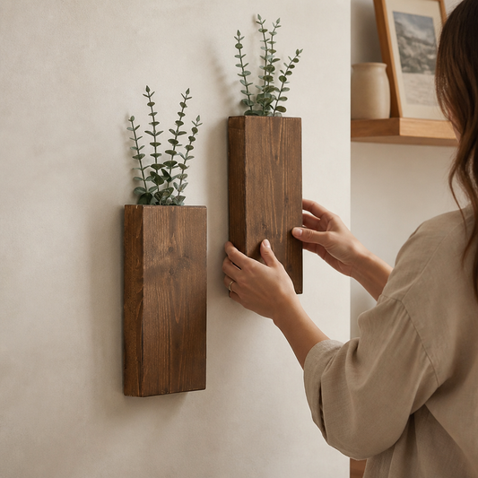 Rustic Weathered Wood Wall Vase (25-Cm)