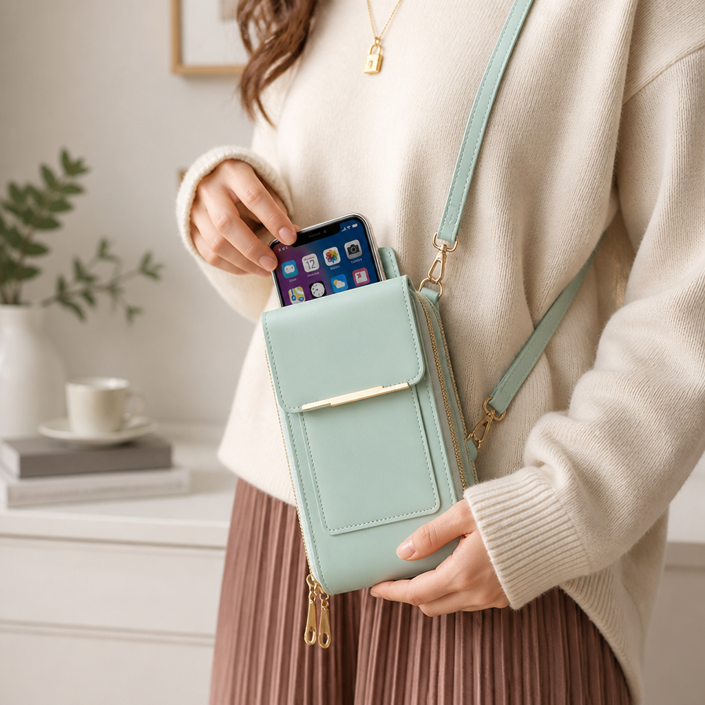 Shoulder Bag Soft Leather RFID-Blocking Waterproof Pocket