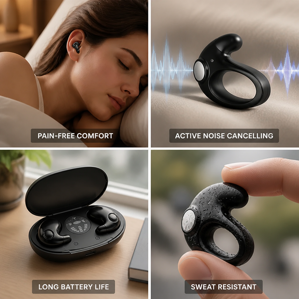 Sleep Headphones Ultra-Flat Ergonomic Active Noise-Cancelling