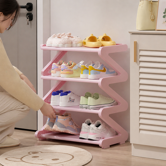 Slim Zigzag Shoe Rack (4-Tier)