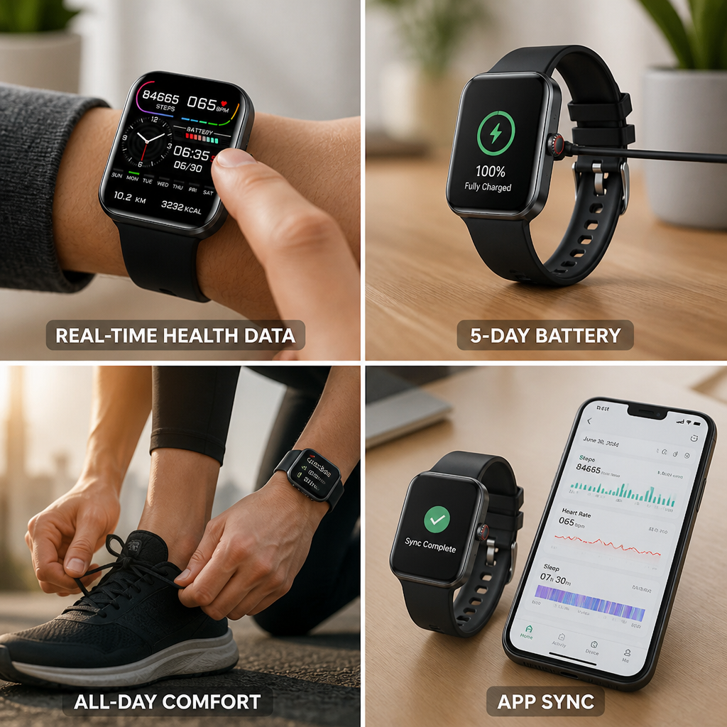 Smartwatch Color Touchscreen Health Tracking 5-Day Battery