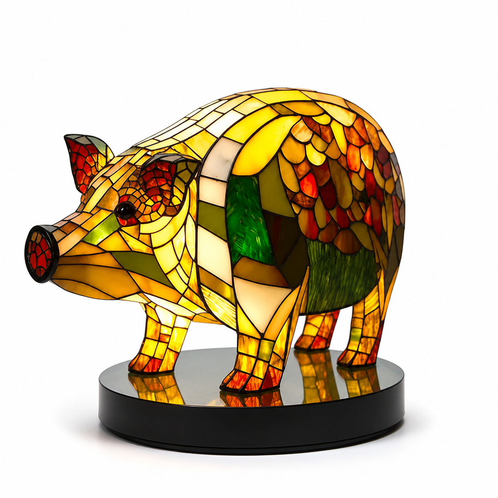 Stained Glass Mosaic Animal Table Lamp (Metal Base)