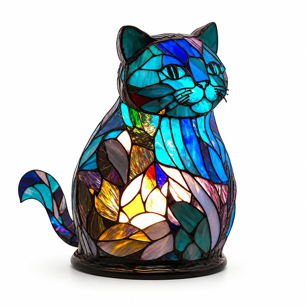 Stained Glass Mosaic Animal Table Lamp (Metal Base)