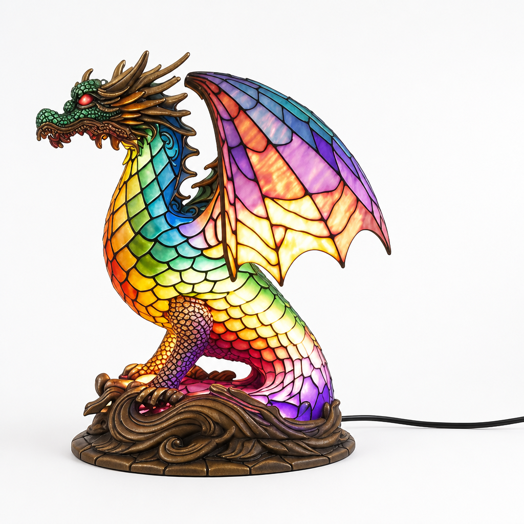 Stained Glass Mosaic Animal Table Lamp (Metal Base)