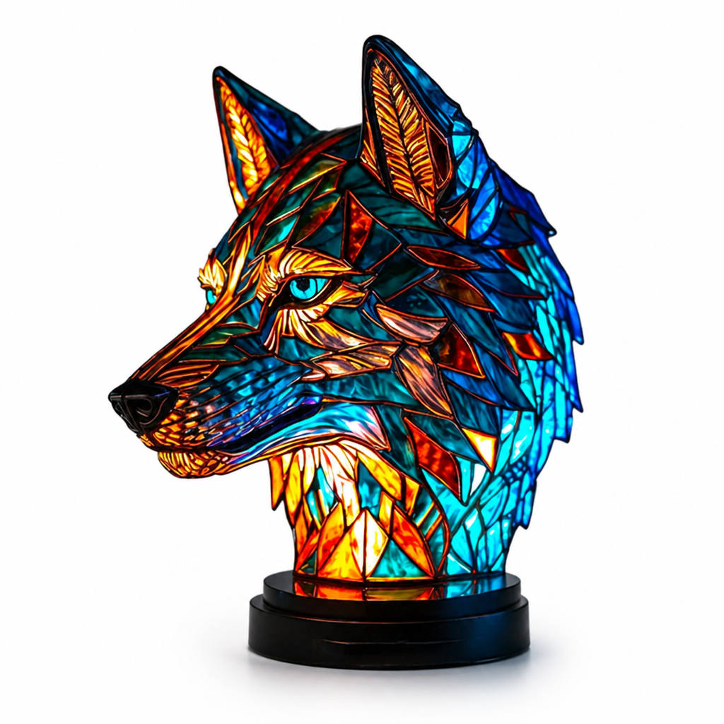 Stained Glass Mosaic Animal Table Lamp (Metal Base)