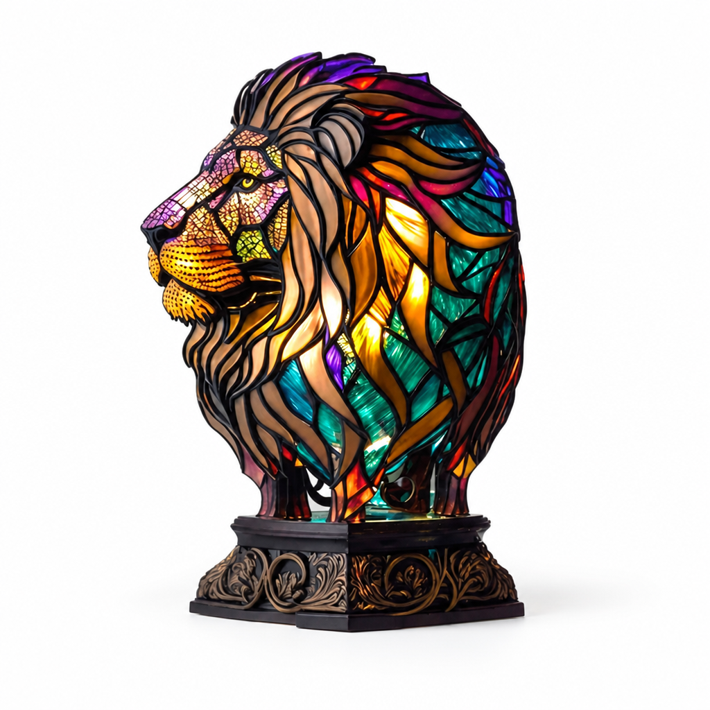 Stained Glass Mosaic Animal Table Lamp (Metal Base)
