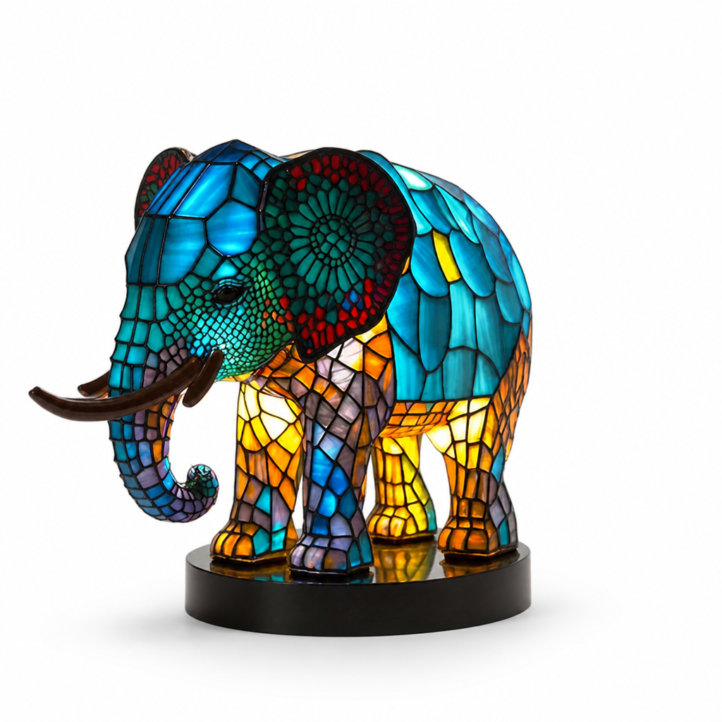 Stained Glass Mosaic Animal Table Lamp (Metal Base)