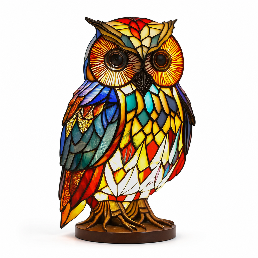 Stained Glass Mosaic Animal Table Lamp (Metal Base)