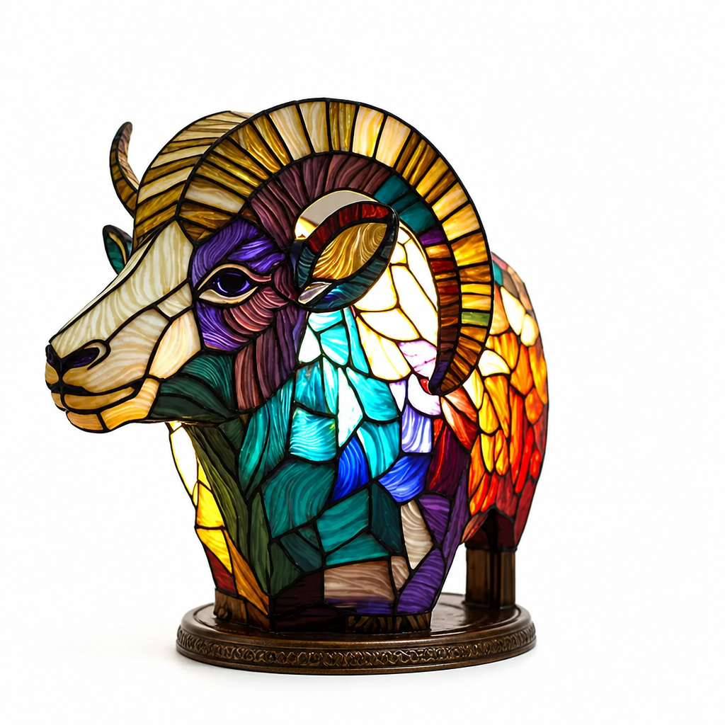 Stained Glass Mosaic Animal Table Lamp (Metal Base)