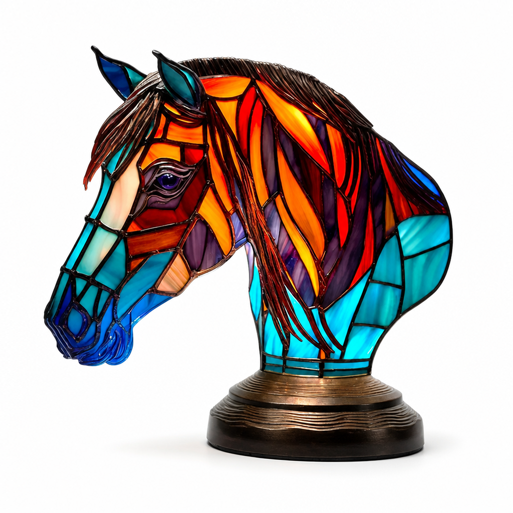 Stained Glass Mosaic Animal Table Lamp (Metal Base)